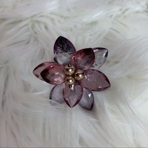 Pink jeweled elastic fashion ring